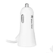 Lightning szivargyújtós gyorstöltő spirál kábellel + USB bemenettel - 5V/3A - fehér