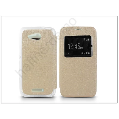 Sony Xperia E4G (E2003) S-View Flexi oldalra nyíló flipes tok - gold