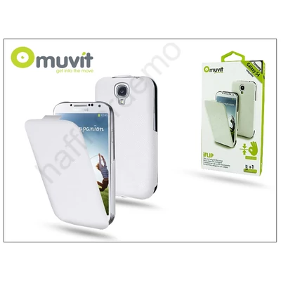 Samsung i9500 Galaxy S4 ultra vékony flipes tok képernyővédő fóliával - Muvit iFlip - white