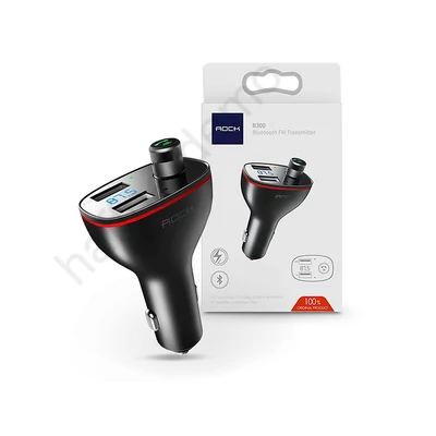 Rock Bluetooth FM-transmitter / szivargyújtó töltő - 2xUSB + MP3 - Rock B300 - black 