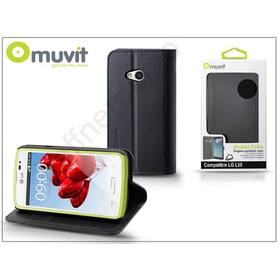 LG L50 D213N flipes tok kártyatartóval - Muvit Wallet Folio - black