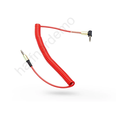 3,5 - 3,5 mm jack audio kábel spirál vezetékkel - piros/arany