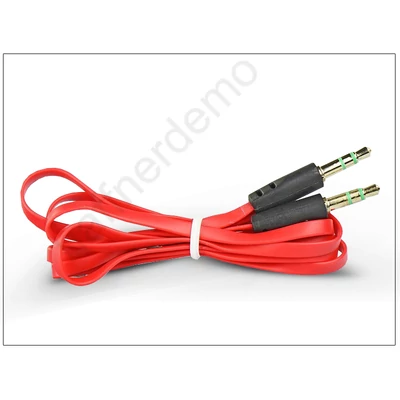 3,5 - 3,5 mm jack audio kábel 1 m-es lapos vezetékkel - piros/fekete
