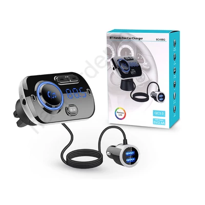 Extreme Bluetooth FM-transmitter/szivargyújtó töltő - USB QC3.0 + TF-kártyaolvasó - Extreme BC49BQ - fekete