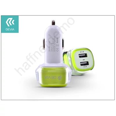 Devia Dual USB szivargyújtós töltő adapter - 5V/3,1A - green/white