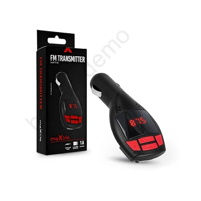Maxlife FM-transmitter/szivargyújtó töltő - USB + microSD kártyaolvasó + AUX - Maxlife MXFT-01 - fekete  