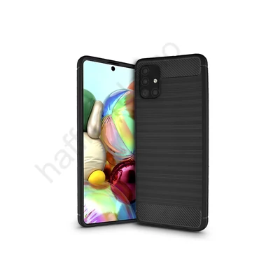 Samsung A715F Galaxy A71 szilikon hátlap - Carbon - fekete