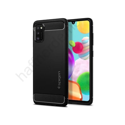 Samsung A415F Galaxy A41 ütésálló hátlap - Spigen Rugged Armor - fekete