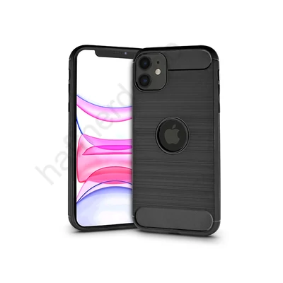 Apple iPhone 11 szilikon hátlap - Carbon Logo - fekete