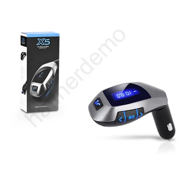 X5 FM-transmitter - Bluetooth + USB + memóriakártya olvasó - fekete/ezüst