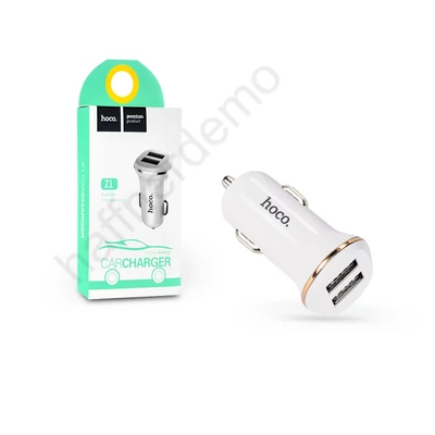HOCO 2xUSB szivargyújtós töltő adapter - 5V/2,1A - HOCO Z1 - fehér