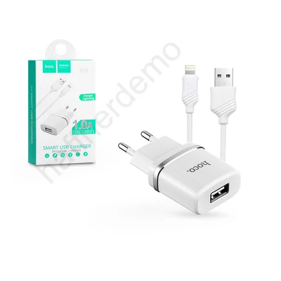 HOCO hálózati töltő adapter + lightning kábel - 5V/1A - HOCO C11 - fehér
