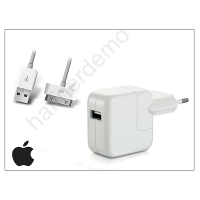 Apple iPhone 3G/3GS/4/4S/iPad/iPad2 USB hálózati töltő adapter + adatkábel - 5V/2,4A - MD836ZM/A+MA591G/A (csomagolás nélküli)