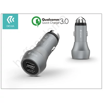 Devia Hammer Dual USB szivargyújtós töltő adapter - 5V/3A - Qualcomm Quick Charge 3.0 - grey