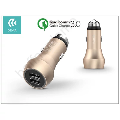 Devia Hammer Dual USB szivargyújtós töltő adapter - 5V/3A - Qualcomm Quick Charge 3.0 - champagne gold