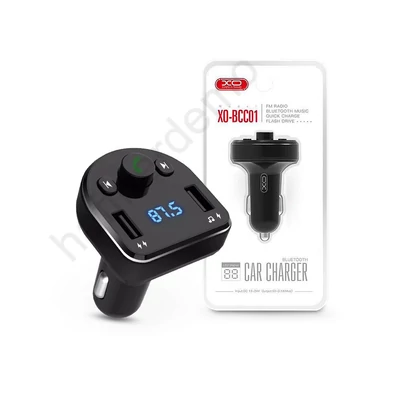 XO Bluetooth FM-transmitter/szivargyújtó töltő - 2xUSB + MP3 + FM-rádió - XO BCC01 - black 
