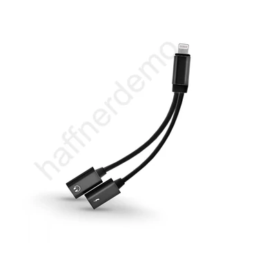 Lightning - lightning audio + töltő adapter - 2in1 - fekete