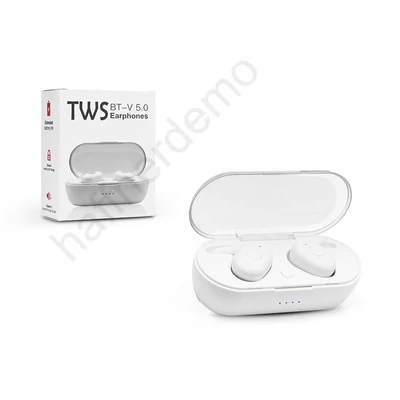 TWS sztereó Bluetooth headset v5.0 + töltő dokkoló - TWS EP011 Earphone - white