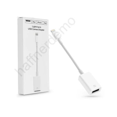 Utángyártott OTG adapter Lightning - USB-A csatlakozóval - fehér