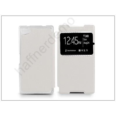 Sony Xperia Z5 Compact (E5803) S-View Flexi oldalra nyíló flipes tok - fehér