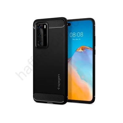 Huawei P40 Pro ütésálló hátlap - Spigen Rugged Armor - fekete