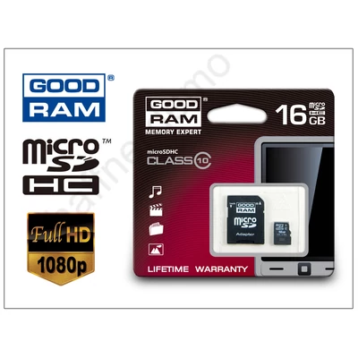 16 GB microSDHC Class 10 memóriakártya + SD adapter 