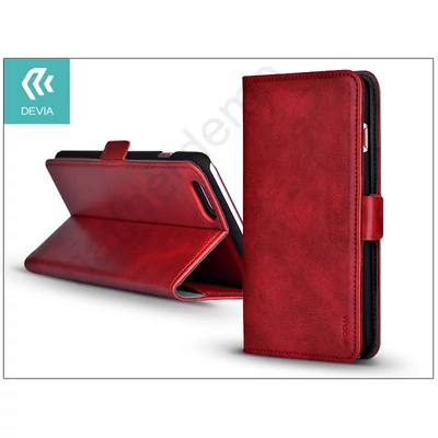 Apple iPhone 6/6S oldalra nyíló flipes tok kártyatartóval - Devia Magic Leather 2in1 - red