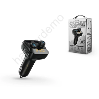 Remax Bluetooth FM-transmitter/szivargyújtó töltő - 2xUSB + microSD-kártyaolvasó - Remax RCC105 - black 
