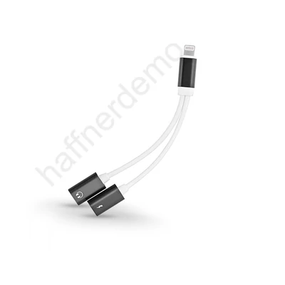 Lightning - lightning audio + töltő adapter - 2in1 - fekete/fehér
