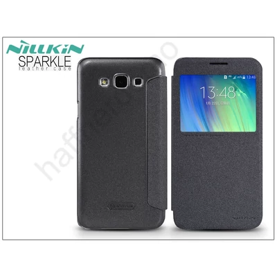 Samsung SM-E700F Galaxy E7 oldalra nyíló flipes tok - Nillkin Sparkle - fekete