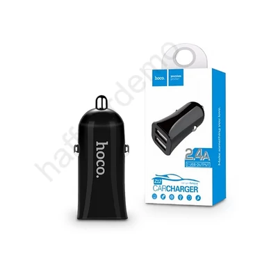 HOCO 2xUSB szivargyújtós töltő adapter - 5V/2,4A - HOCO Z12 Elite - fekete