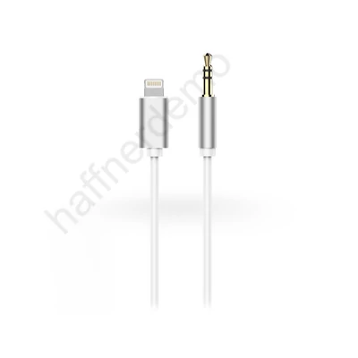 Lightning - 3,5 mm jack audio kábel 1 m-es vezetékkel - fehér/ezüst
