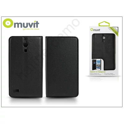 Huawei Ascend G526 flipes tok kártyatartóval - Muvit Slim and Stand - black
